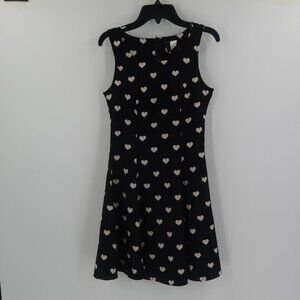 8 Brand Fit and Flare Black Dress w Hearts Size 4